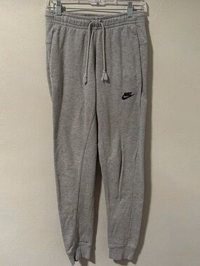 Nike Light Gray Fleece Jogger Pants with Black Swoosh